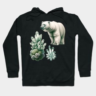 Arctic Elegance: Moss, Crystal, and Bear Hoodie